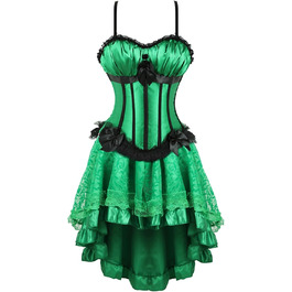 Жіночий корсет-чокер з квітковим принтом, великі розміри, готичний стиль, вінтаж, зелений, #2 XL