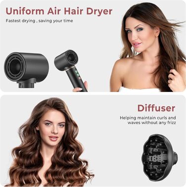 Мультистайлер для волосся 6 в 1 MogaWave Hairstyler Pro Airbrush: стайлер-фен з насадками для об'єму, завивки та випрямлення волосся, чорний