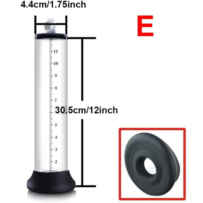 Набір аксесуарів для вакуумного насоса для збільшення пеніса з масштабом та силіконовим кільцем. Прозоре трубкове перо для ерекції, допомога при імпотенції, збільшення пеніса. Розміри: 22.9*6.35 см та 30.5*4.4 см