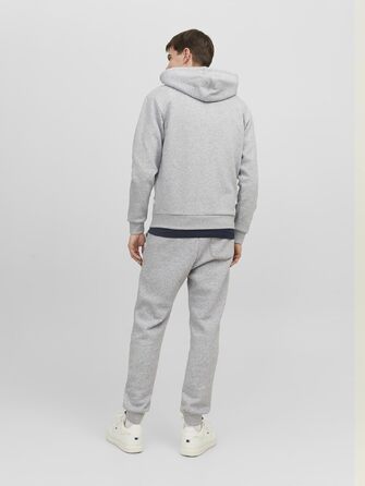 Чоловіча толстовка з капюшоном та блискавкою Jack & Jones JJEBRADLEY Sweat Zip Hood, Relaxed Fit, світло-сірий меланж
