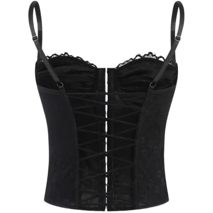 Топ-бралетта Haibang з мереживом, чорний: сексуальний корсет, топ з тонких бретелек, форма одягу для вечірок та клубів
