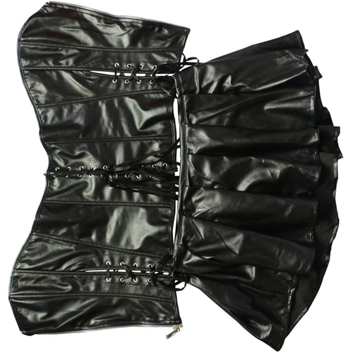 Корсет жіночий готичний з екошкіри SxyBox, чорний. Корсаж, сукня-корсет, клубний костюм, спідня білизна.