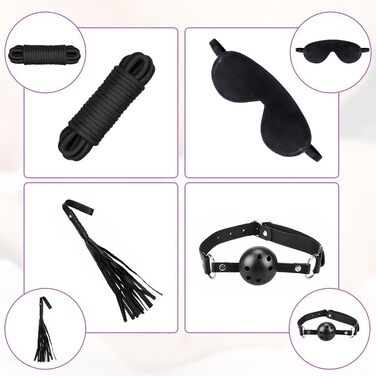 Набір для БДСМ-фетишу, 34 шт. (чорний та фіолетовий): кайдани, щипці для сосків, маска для очей, прічка. Ідеальний для початківців та досвідчених