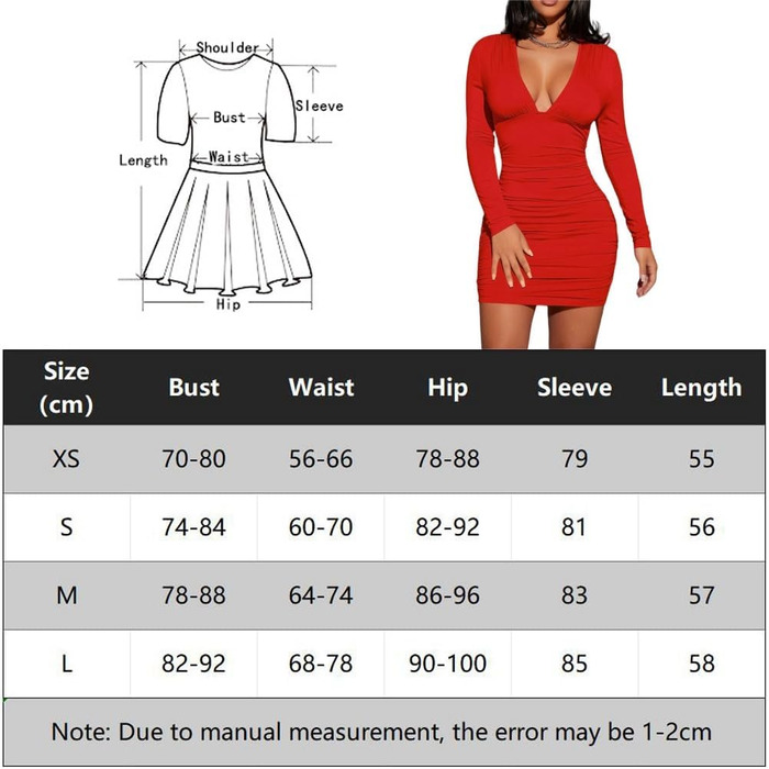Сукня Haibang: Елегантна червона сукня-олівець з V-подібним вирізом, bodycon, на довгий рукав, для вечірок та клубів