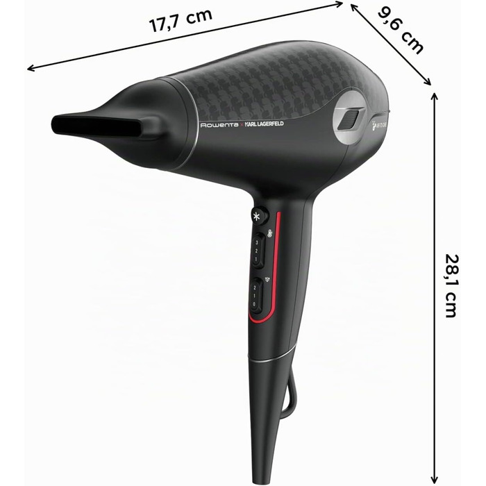 Випрямляч для волосся Rowenta x Karl Lagerfeld SF467L K/Pro Stylist з кератиновим покриттям Glow, іонізацією та вбудованим гребінцем, 140-210°C, чорний/червоний