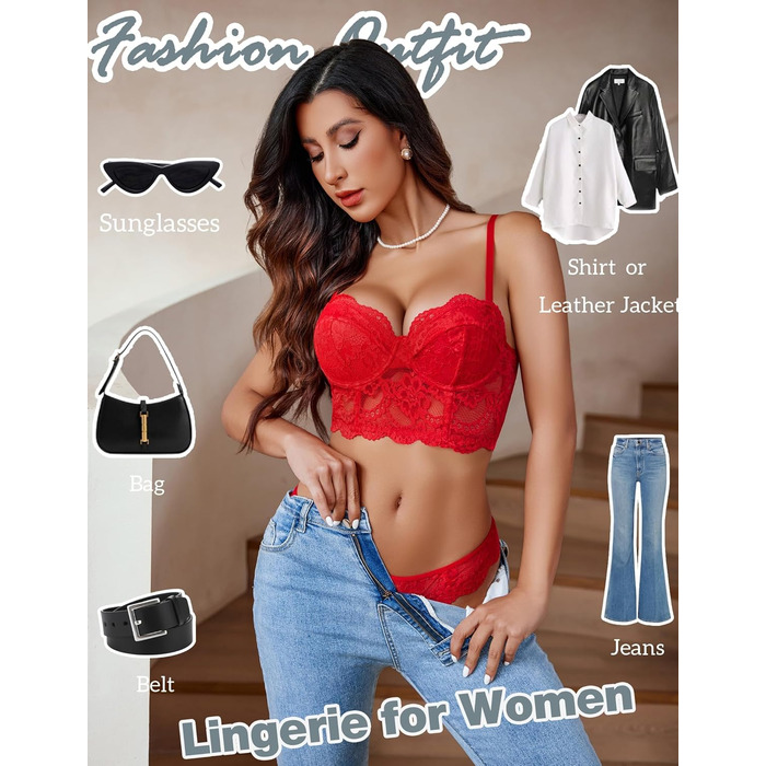 Avidlove жіноча спідня білизна з пуш-ап, бюстгальтер з кісточками, червона піжама Babydoll, чорна сукня, розмір M