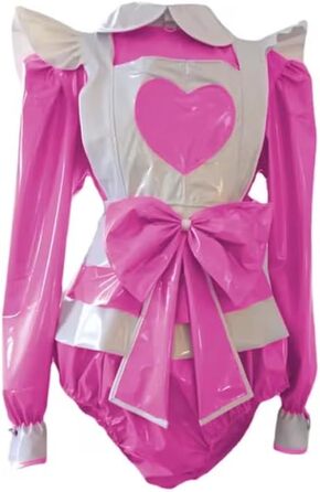 Костюм для косплею YGZHANYUANOKU з довгим рукавом, з відкладним коміром та фартухом, велика бант, спандекс, PVC-шкіра, червоний, 3XL