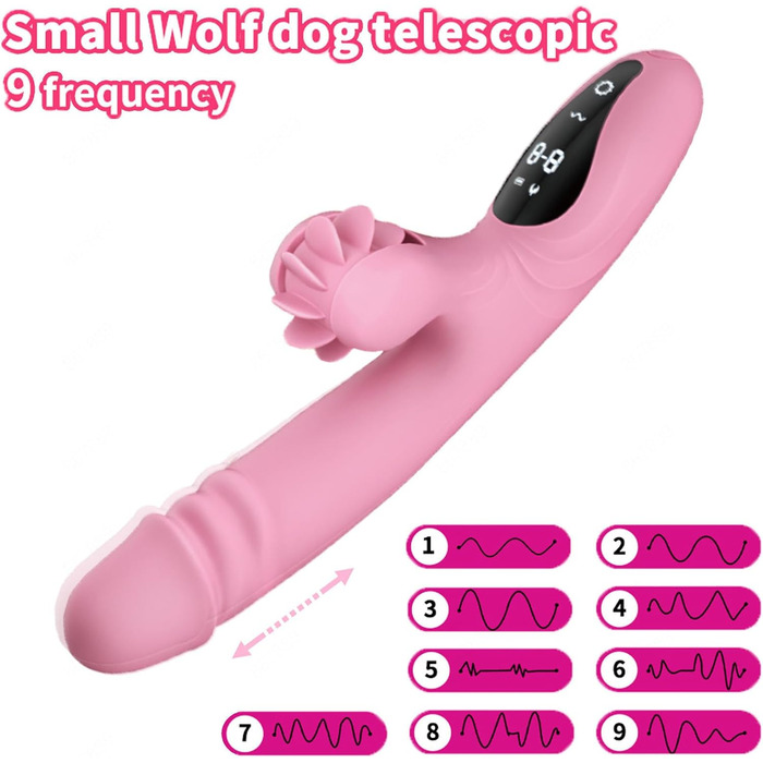 Вібратор для жінок з 9 функціями та підігрівом: Rabbit, стимуляція G-точки, фіолетовий