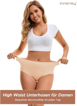 Труси жіночі INNERSY бавовна стрейч, висока талія, 5 шт. (XL, Маярд кольори)