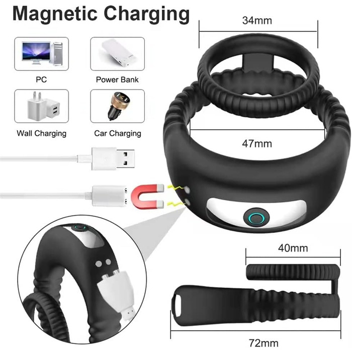 Вібратор кільце для пеніса з 10 режимами вібрації, стимулятор клітора, вологостійкий, для чоловіків та пар. Іграшка для дорослих