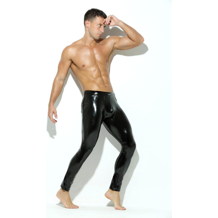 Чоловічі шкіряні лосини Bodywear4you з ефектом лак-латексу, облягаючі штани Meggings, чорні