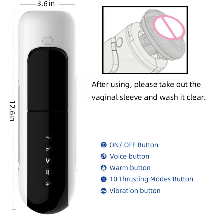 Електричний мастурбатор для чоловіків з 10 телескопічними та 10 вібраційними режимами - секс-іграшки для чоловіків