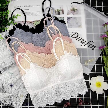 Трусики-бра бюстгальтери з мереживом Duufin, 5 шт., з м'якими чашечками, для жінок та дівчат, кольори: рожевий, сірий, чорний, бежевий, білий, розмір L-XL