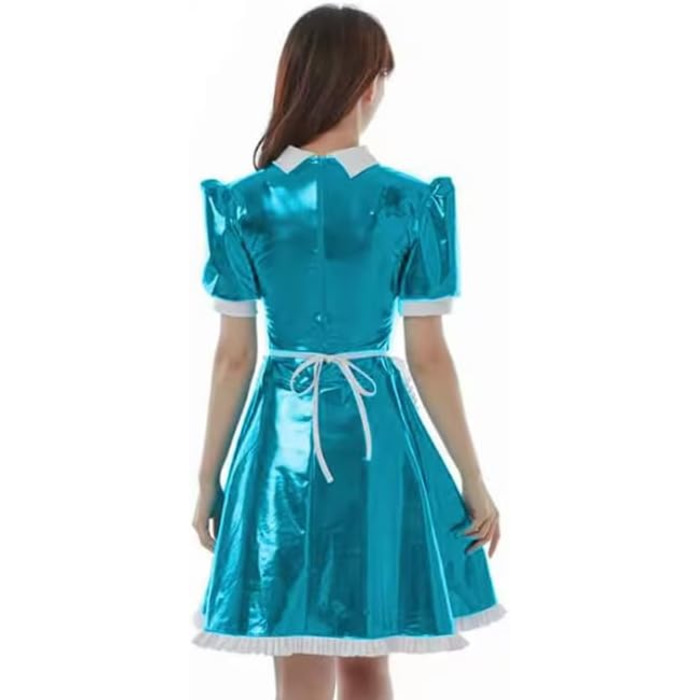 Сукня для перевдягання LIXIAAOOKWEDG для чоловіків, чорна, XL. Костюм горничної з лакованої шкіри, трансвестидська сукня