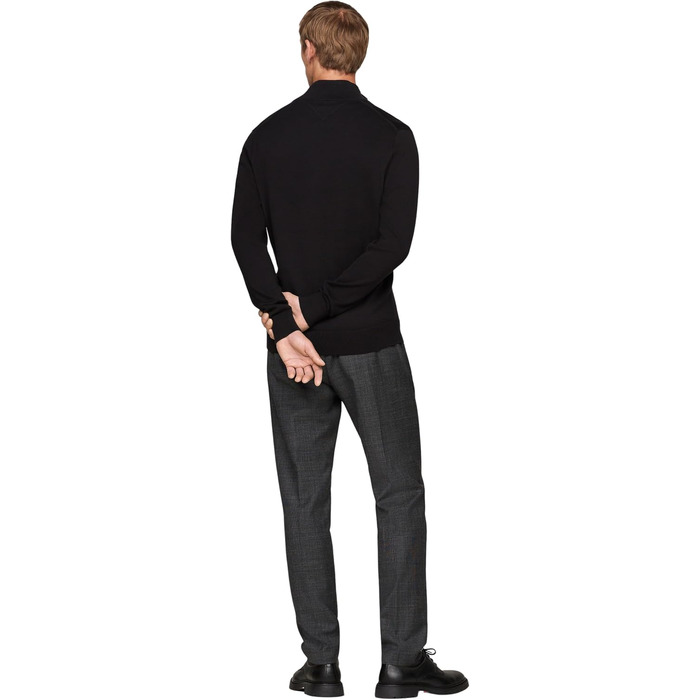 Чоловічий світшот Tommy Hilfiger Essential Cotton Zip Thru з коміром-стійкою та блискавкою, чорний, розмір S