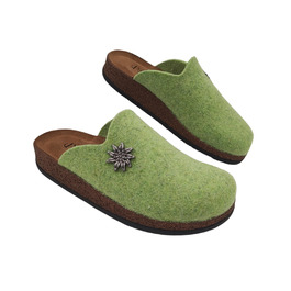 Зимові домашні капці Alpine Clogs з вареної вовни для чоловіків та жінок, теплі тірольські пантолети, Made in Italy, світло-зелені, розмір 39 EU