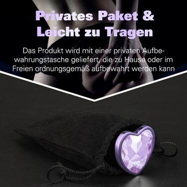 Набір металевих анальних пробок з дорогоцінним каменем (3 шт.), розширювачі з серцем, фіолетові — для чоловіків, жінок та пар