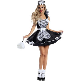 Костюм для рольових ігор: сукня служниці в стилі Лоліта, чорний колір, розмір XL