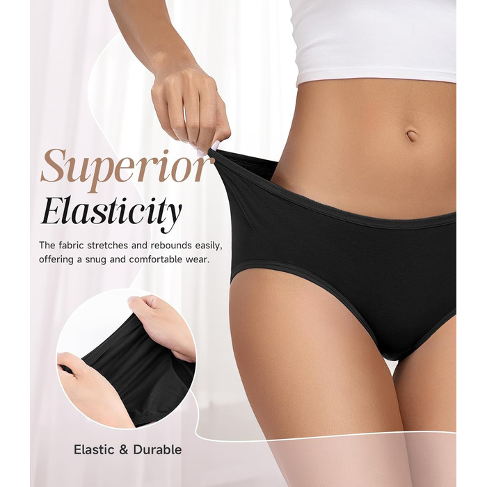 Танстк (TANSTC) жіночі труси-сліпи з бавовни, 6 шт. в упаковці, низька посадка, еластичні, дихаючі, чорний, XL
