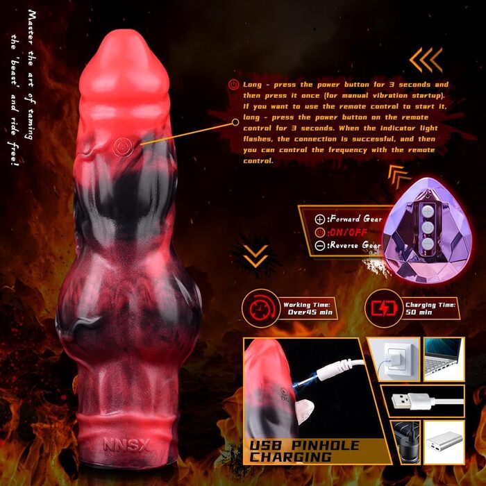 Вібратор-аналіз для пар: реалістичний вібратор у вигляді собачого пениса з 10 режимами