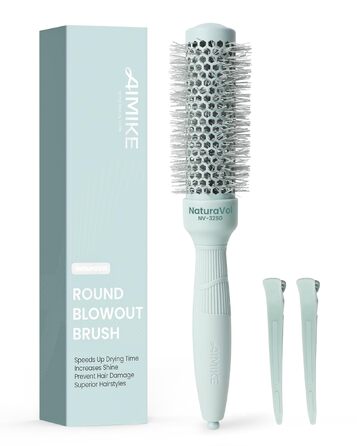 Кругла щітка для волосся AIMIKE NaturaVol 43 мм для об'єму та гладкості, професійна брашинг-щітка для фену та створення хвиль, чорна (діаметр основи 32 мм)