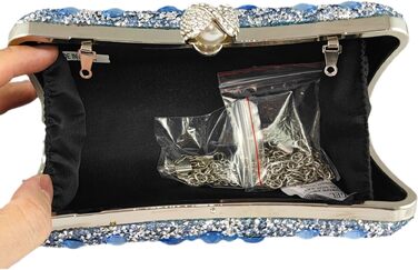 Жіночий вечірній клатч Boutique De FGG з кристалами та перлами, маленька сумка на весілля та вечірки, світло-блакитний