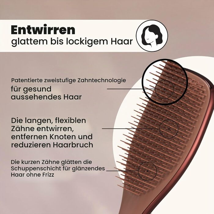 Щітка для волосся Tangle Teezer Ultimate Detangler для вологого та сухого волосся всіх типів, розплутуюча з дворівневими щетинками, колір Шоколадна бронза