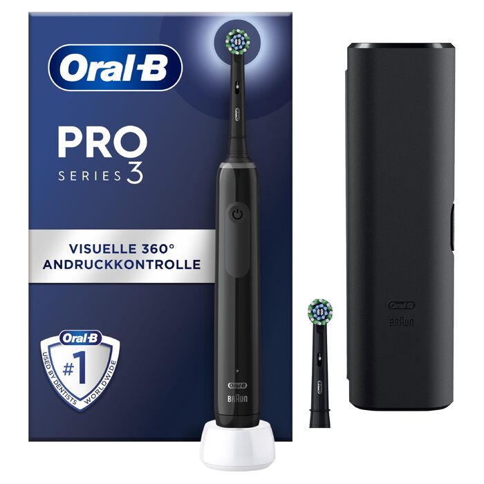 Електрична зубна щітка Oral-B PRO 3 3000 Night Black, комплект: 1 щітка та 2 насадки
