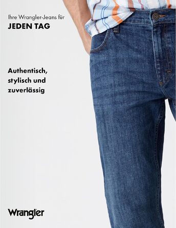 Чоловічі джинси Wrangler Straight Regular Fit середньої посадки, темно-сині (Blau Schwarz), розмір 34W/32L