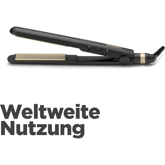 Випрямляч для волосся BaByliss Ceramic ST089E 2-в-1 (випрямлення та завивка), керамічне покриття, 200-230°C, універсальна напруга для подорожей, чорний