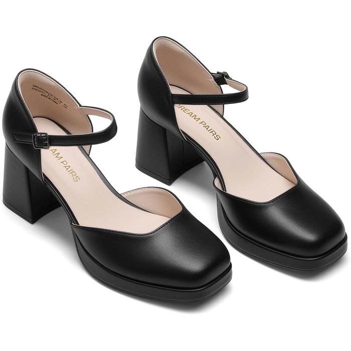 Жіночі туфлі Mary Jane Dream Pairs на масивній платформі, чорні, екошкіра (PU), розмір 39 EU