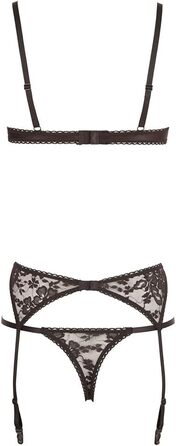 Cottelli Collection: чорний комплект бюстгальтера та трусиків з мереживом, 70g