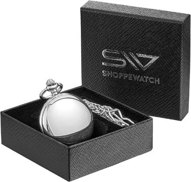 Чоловічий кишеньковий годинник ShoppeWatch з ланцюжком, механічний з ручним заводом, вінтажний стиль стімпанк 1920-х років, сріблястий