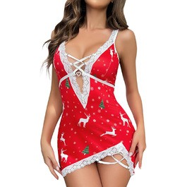 Сексуальна спідня білизна SRZYMJ для жінок: комплект бюстгальтера та нічної сорочки з пуш-ап, великі розміри, червоний, XL