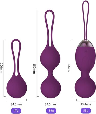 М'ячики Кегель 2-в-1 для вправ та масажу, набір Ben Wa - рекомендовані лікарями для тренування та зміцнення м'язів тазу