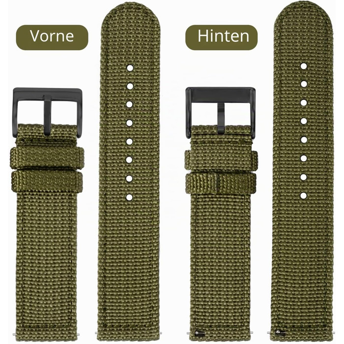 Нейлоновий ремінець для годинника TStrap 18мм в стилі NATO, військовий текстильний браслет із швидким випуском, колір Зелений/Чорна пряжка, універсальний для чоловіків та жінок