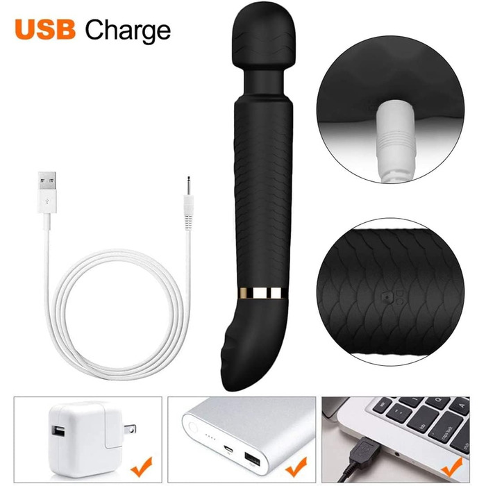 Масажер вібраційний Doppelkopf для тіла та зони G, чорний. Водонепроникний масажер-стимулятор з подвійним мотором