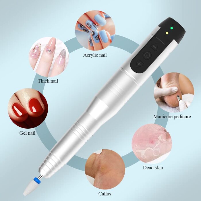 Електричний апарат для манікюру та педикюру TOUCHBeauty AG-2236, бездротовий набір 12 в 1 для нарощених нігтів, гель-лаку та кутикули, USB-зарядка