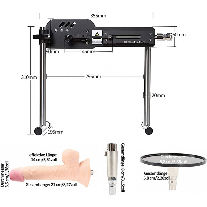 Металева секс-машина Fredorch Big Dildo – для чоловіків, жінок та пар, тиха робота, VAC-U-Lock