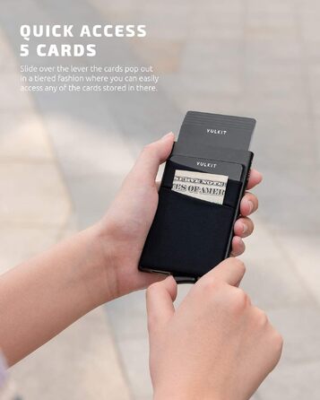 Чоловічий картхолдер VULKIT з RFID/NFC захистом, міні-гаманець для 5-7 карт та купюр, чорний