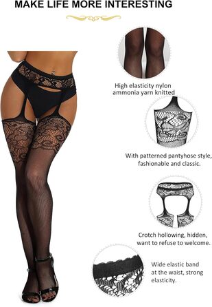 Чорні мереживні панчохи-шкарпетки для жінок, мереживо, мереживні легінси, панчохи до стегна з стрічкою, L-XXL