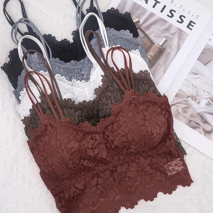 Трусики-бра бюстгальтер з мереживом Duufin, 5 шт. для жінок та дівчат, кольори: рожевий, сірий, чорний, бежевий, білий (L-XL)