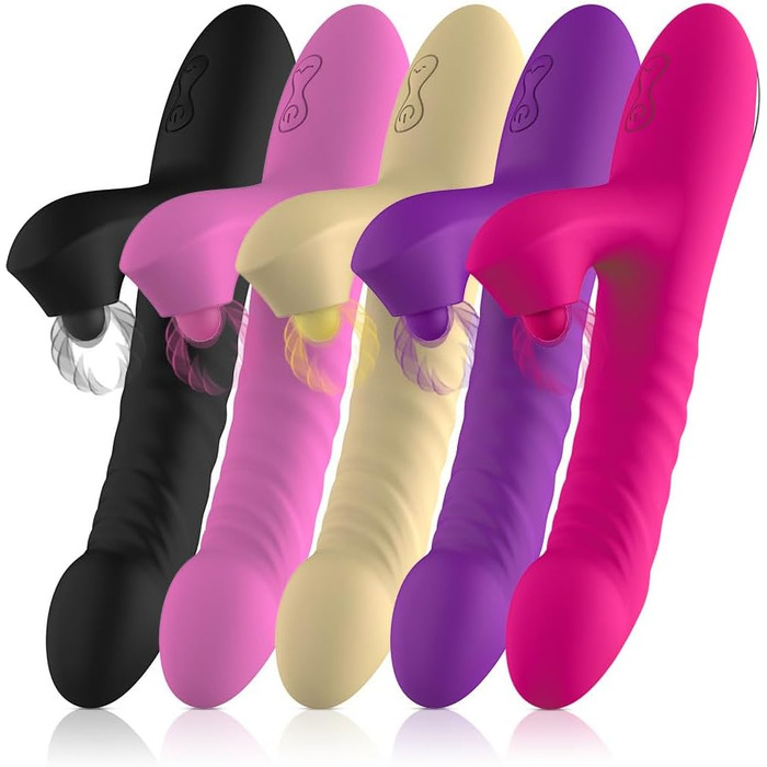 Вібратор для жінок Xuomt 2-в-1 Кролик з вібрацією та шоком, 10 режимів вібрації, 3 режими шоку, анальний вібратор, для пар (жовтий)