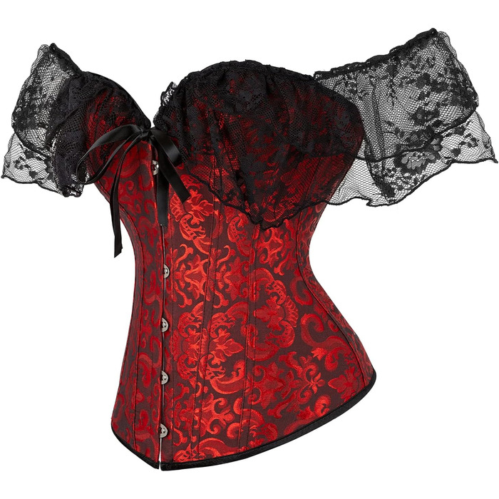 Корсет для жінок з шнурівкою, квітковий принт, вінтажний стиль, під грудьми, застібка спереду, бюстгальтер, талія, формувальна спідня білизна (XXL, B-темно-червоний)