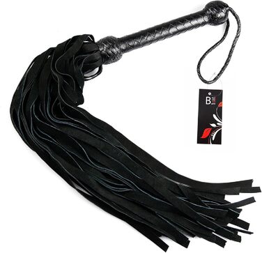 Чорна гертка для SM/BDSM з 36 ременями, 75 см, ручної роботи з 100% шкіри, Bondage