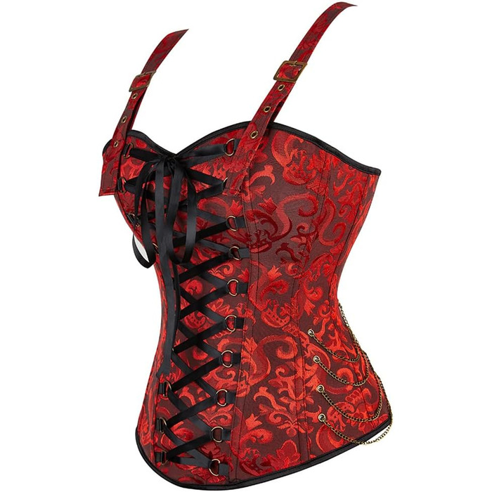 Жіночий топ-корсет Grebrafan у готичному стилі з бретелями, чорний та червоний, розмір 38-40