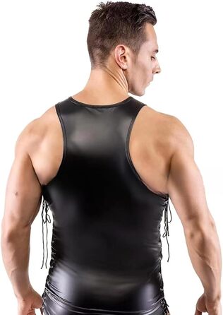 Чоловіча нічна сорочка з шортами та жилеткою, чорна, сексуальна, облягаюча, для дому та сну