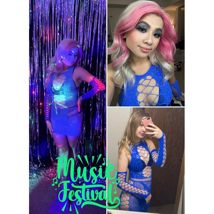 Елегантний жіночий костюм Ella Lust з мереживом та стразами - сет для вечірок, клубів, костюм з довгим платтям, мереживні рукавички, блакитний