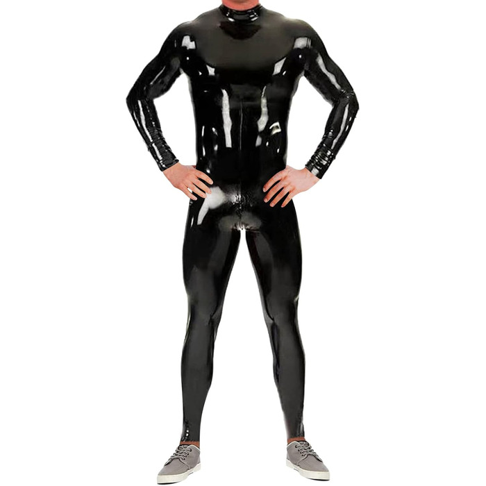 Чоловічий боді з ефектом мокрого блиску, чорний, 3XL. Боді-комбінезон, термобілизна, костюм зентаї, сексуальна піжама