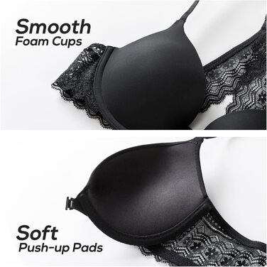 Чорний бюстгальтер Dobreve з push-up, кісточками та глибоким вирізом, 75AA